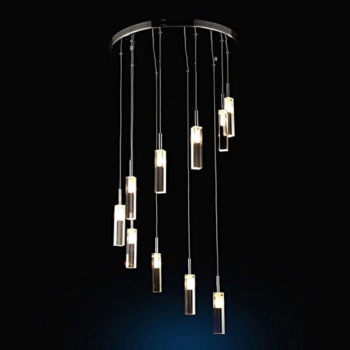 Modern Clear Crystal Glass Cuboid Hanging Pendant Lamp Fixture Chandelier Chrome,Round(10 Lights) [Energy Class A++]