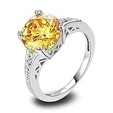 Psiroy 925 Sterling Silver Created Citrine Filled Solitaire Promise Ring Size 6