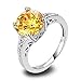 Psiroy 925 Sterling Silver Created Citrine Filled Solitaire Promise Ring