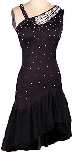 Full Nice Women's Latin Sleeveless Dance Costume Dress(Black,M)