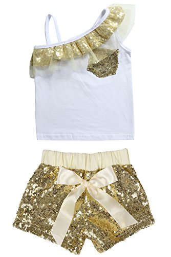 Cilucu Baby Girls Shorts Toddler Sequin Shorts Sparkles on Both Sides Gold 2T