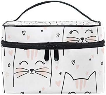 Hengpai Cute Cat Cosmetic Bag Travel Makeup Train Cases Storage Organizer for Women