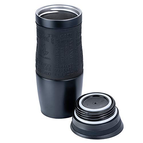 WELLGRO Thermobecher 400 ml + 1 Extradeckel - Edelstahl rostfrei - Silikon Soft-Touch Griffstück - BPA-frei… – Bild 6
