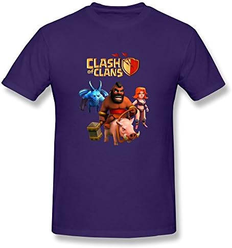 XUEJW Men's Clash Clans Valkyrie Cotton T Shirt,L,Purple