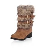 Charm Foot Fashion Faux-fur Womens Low Heel High Top Snow Boots