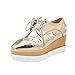 Latasa Women's Fashion Star Square-toe Lace-up Platform Wedge Oxford Shoes