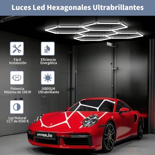 Luces Led Hexagonales, 6500 K Luz Led Hexagonal Luces de Panal, sLuz Lámpara de Techo para Cochera | Gimnasio | Garaje | Almacén | Sótano (5PCS-41CM)