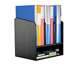 PAG Office Supplies Desk Organizer Wood Magazine File Holder Mail Sorter for Desktop, 3 Vertical and 1 Horizontal, Black