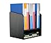 PAG Office Supplies Desk Organizer Wood Magazine File Holder Mail Sorter for Desktop, 3 Vertical and 1 Horizontal, Black