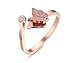 VNOX Womens Stainless Steel Cubic Zirconia Butterfly Matte Finish Adjustable Cuff Engagement Ring Rose Gold Plated