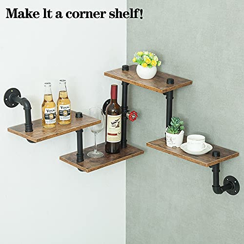 HEONITURE Industrial Pipe Shelving, Pipe Shelves With Wood Planks