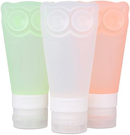Silicone Travel Bottles Set, Refillable Cosmetic Containers, Fan-Shaped Squeezable Leakproof Reusable Travel Containers in green clear orange (2.8oz/83ml ,3 packs)