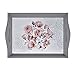 gb Home Collection Decorative Wooden Serving Tray with Floral Art, Breakfast Tray for Carrying Drinks Letters Mail, 15 x 11 in (38 x 28 cm) Display Piece, Modern Design