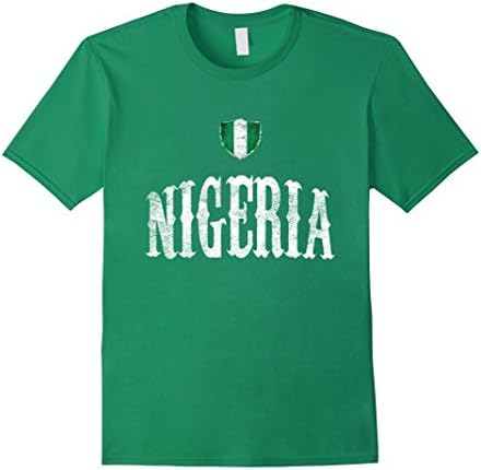 Mens Vintage Nigeria Flag T-shirt Nigerian Pride Soccer Sports Medium Kelly Green