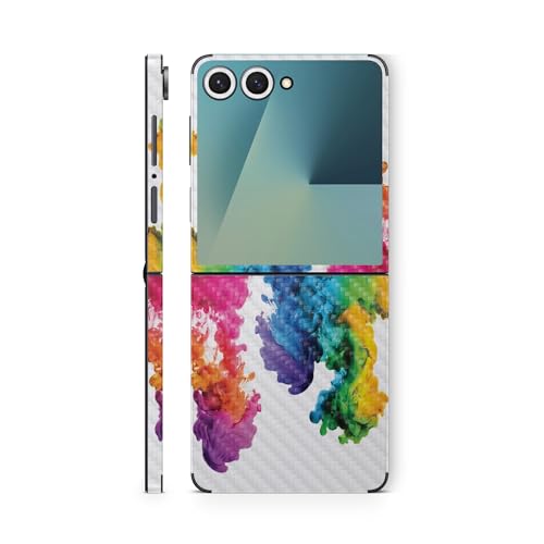 Carbon Fiber Phone Skin Compatible with Samsung Galaxy Z Flip 7 - Aqua Paint -…