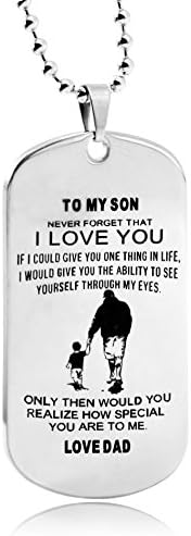 LITTONE DAD TO SON Inspirational Boys Jewelry Dog Tag Necklace Personalized Father Son Pendant Birthday Metal Militar Father To Son Gift