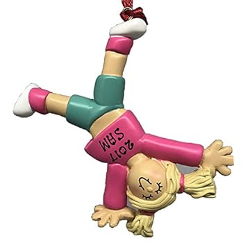 Personalized Tumbling Girl Blonde Christmas Ornament 2019