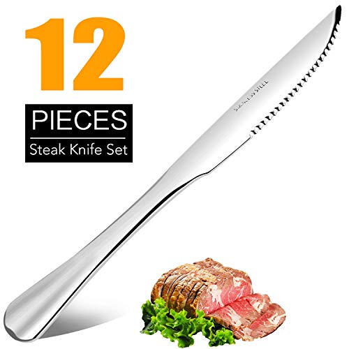 image for Steak Knives Set of 12, Elegant Life Japan Stainless Steel Kitchen Pre