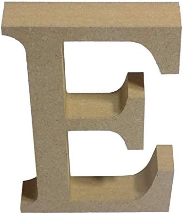 Beige Free Standing Letter E Upper Case Wooden MDF H13cm x W8.5cm x D2cm