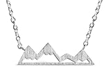 Mountain Necklace for Outdoor Lovers, Hikers, Skiers, Snowboarders, Hiking Enthusiasts, Snow Mountain Lovers, Mountain Cabin (Silver Tone)