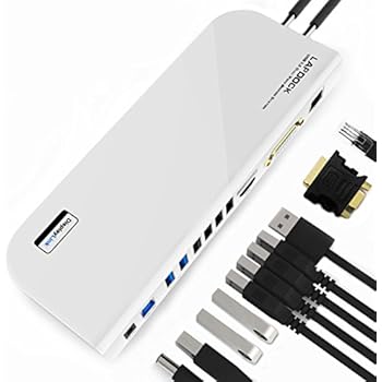 Docking Station, BESTHING USB 3.0 Universal Laptop Docking Station Dual Display with HDMI & DVI / VGA, Gigabit Ethernet, Audio, 6 USB Ports for Laptop, Ultrabook and PCs