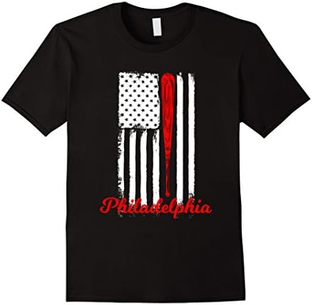 Mens Philadelphia Baseball Flag T Shirt For Philly Baseball Fans Large Black