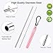 2 Pack Reusable Metal Straws Collapsible Stainless Steel Drinking Straw Portable Telescopic Straw with Case Black/Pink