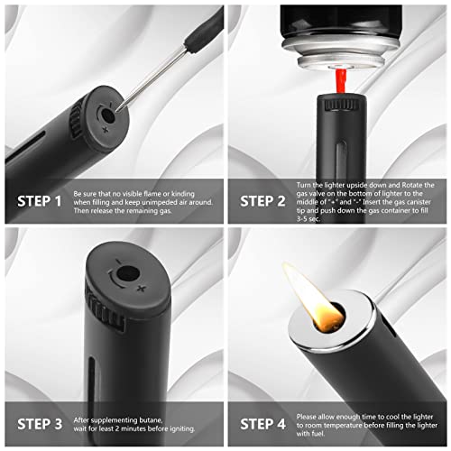 TRTRin 3 Pack Long Lighters Pack, Refillable Butane Lighter, with Fuel