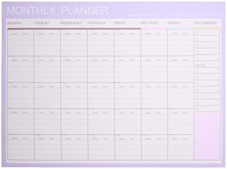 Phyxin Monthly &amp;Weekly Planning Pad ,Daily To Do List Notepad,Tear Off Day Planer And Organizer,Undated Calendar Desk Memo Pad,11”x8”,20 Sheets Purple