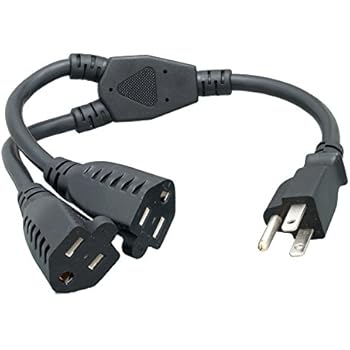 Cablelera Power Cord Extension and Splitter, NEMA 5-15P to NEMA 5-15R x 2, 16 AWG, 13A, 125V (ZWACPQAG-14)