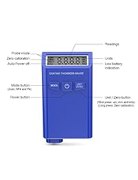 Eray revestimiento medidor de espesor de pintura digital de mano para automoción de coche con visualización LCD con retroiluminación, Azul