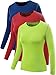 NELEUS Women's 3 Pack Dry Fit Athletic Compression Long Sleeve T Shirt,Blue,Red,Green,Medium