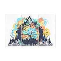 Jnseff 3 Panel Paintings for Walls Mountain Compass Wind Rose Tattoo Paintings Canvas Wall Art Our Home Wall Decor Canvas Print Car for Home Living Room Bedroom Bathroom Wall Decor Posters