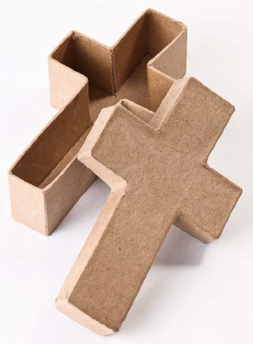 12 Piece Package of 100% Biodegradable and Eco-friendly Paper Mache Cross Boxes for Vbs, Kids Crafting and Group Projects