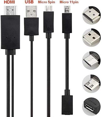 Micro USB to HDMI Cable 6.5FT,MHL to HDMI for All Android cellphones,Samsung Galaxy S2,S3,S5,Note 2,Note 4,Nexus,Note 5.3”,HTC,LG,Huawei,ZTE,Meizu,Oppo,Sharp,Acer,Sony,NEC & More (Black)