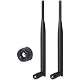 Bingfu Dual Band WiFi 2.4GHz 5GHz 5.8GHz 6dBi MIMO RP-SMA Male Antenna (2-Pack) for WiFi Router Wireless Network Card USB Adapter Security IP Camera Video Surveillance Monitor