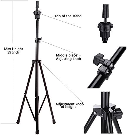 YongerBeauty Adjustable Wig Head Tripod Stand for Training Head Mannequin Head Hairdressing Training Manikin Tripod Stand