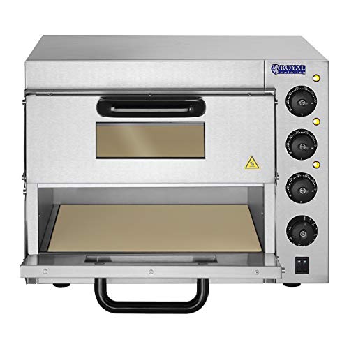 Royal Catering RCPO-3000-2PS-1 Pizzaoven elektrisch 2 kamers pizzabakoven pizza oven chamotte chamotte bodem (3000W, 2… - Afbeelding 7