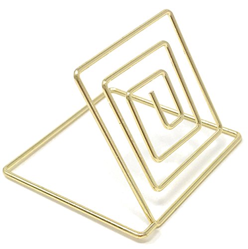 CB Accessories Set of 20 Wire Place Card Holder Stands with White Cards for Weddings, Dinner Parties, Table Top Numbers, Food Signs (Gold)