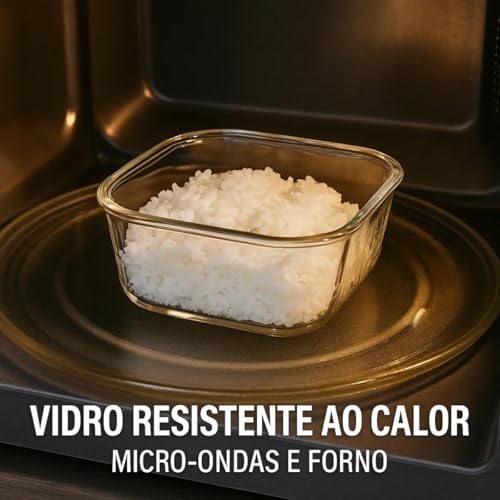 Kit 2 Tigelas Quadradas 2L MarinexFacilita Pote De Vidro Temperado Com Tampa Plástica de Cores Sortidas Resistente Casa Buritis (2)
