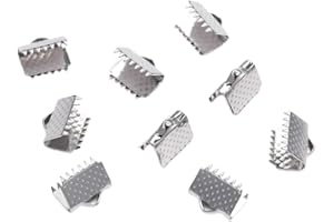 Pack of 30 Stainless Steel Crimp End Bead Buckle Ribbon Leather Clip Fold Over DIY Necklace Bracelet Connector for Jewellery 