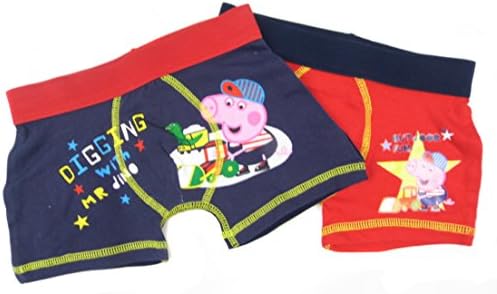 Boys George Pig Two Pack Boxers Dinosaurs Or Outdoor Fun 2-3 To 4-5 Years (2-3 Years, Red Navy)