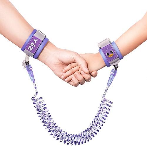 Pamase 迷子防止ハーネス 迷子防止紐 子供用リード 改良版 反射材入り 360度回転でき 2 5ｍ伸縮でき ロック付き カット防止 セーフティー 迷子紐 ハーネス 手首 安全 子供 幼児 事故防止 お出かけ用品 パープル 2 5ｍ