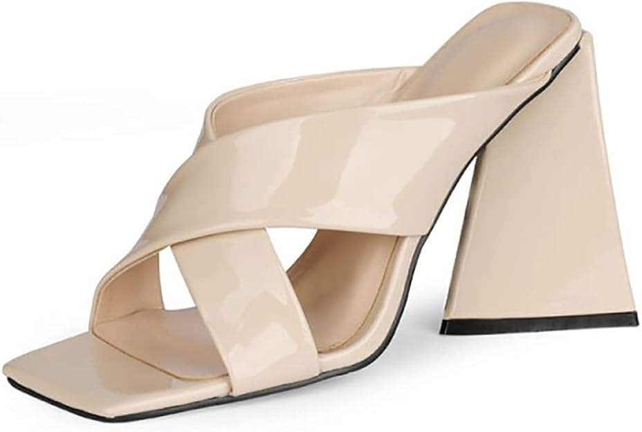 triangle heel mule