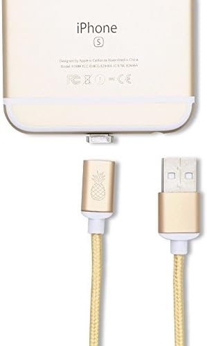 Super magnetic USB to lightning 3.3 ft iPhone charger and data transfer cable, Pineapple Accessories (Gold)
