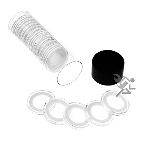Black Lid Capsule Tube & 20 Air-Tite 19mm White Ring Coin Holders for US Cents