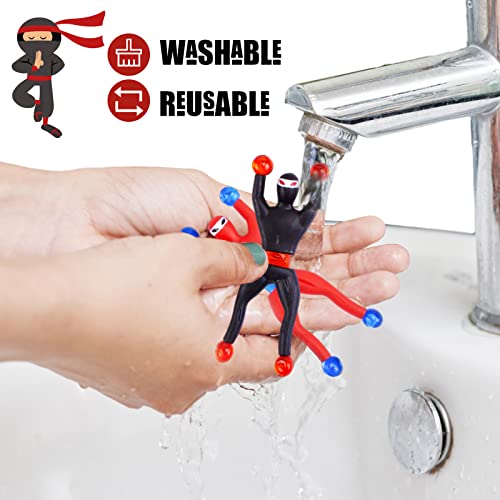 3 otters 42PCS Ninja Wall Climbers, Ninja Toys with DIY Costume Stickers Stretchy Wall Climbers Window Crawler Sticky Toy for Kids Birthday Gift Party Favor Goodie Bag Fillers