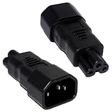 kenable 3 Pin IEC Socket C14 to Cloverleaf Plug C5 Adapter Up To 250v