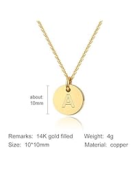 Turandoss Letter Initial Necklaces for Women - 14K Gold Filled Disc Letter Pendant Initial Necklace, Delicate Tiny Initial Necklace for Girls Teens Baby, Best Initial Necklace Gifts for Women