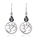 925 Sterling Silver Yoga, Om, Ohm Symbolic w/Fire Mystic Topaz Dangle Earrings-Nickel Free